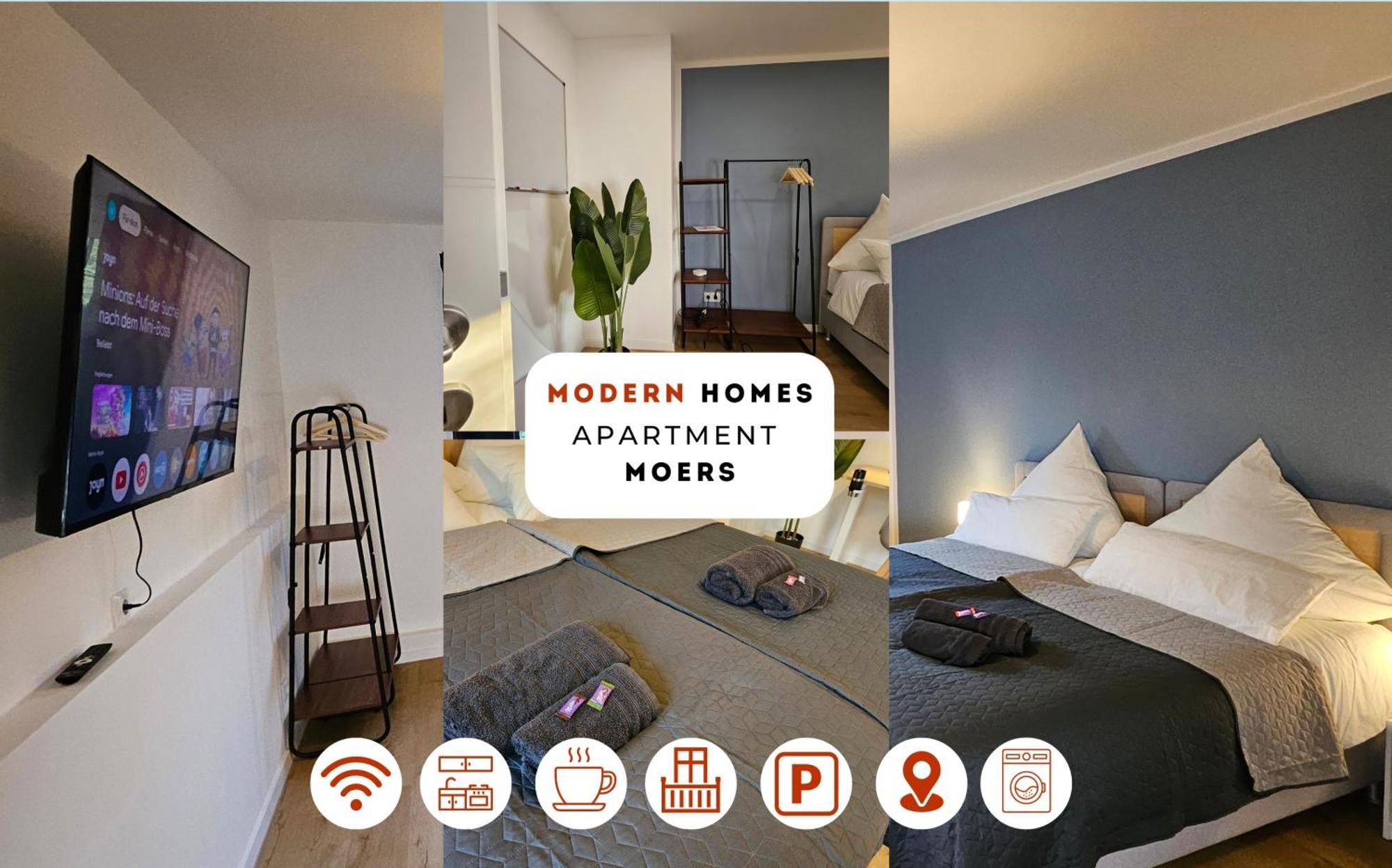 Modern Homes - Voll Ausgestatte Wohnung - Balkon - Hotelbetten - 4K Tv - Wlan Moers Bagian luar foto